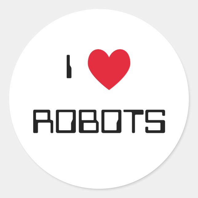 I Liebe Roboter Sticker (Vorderseite)