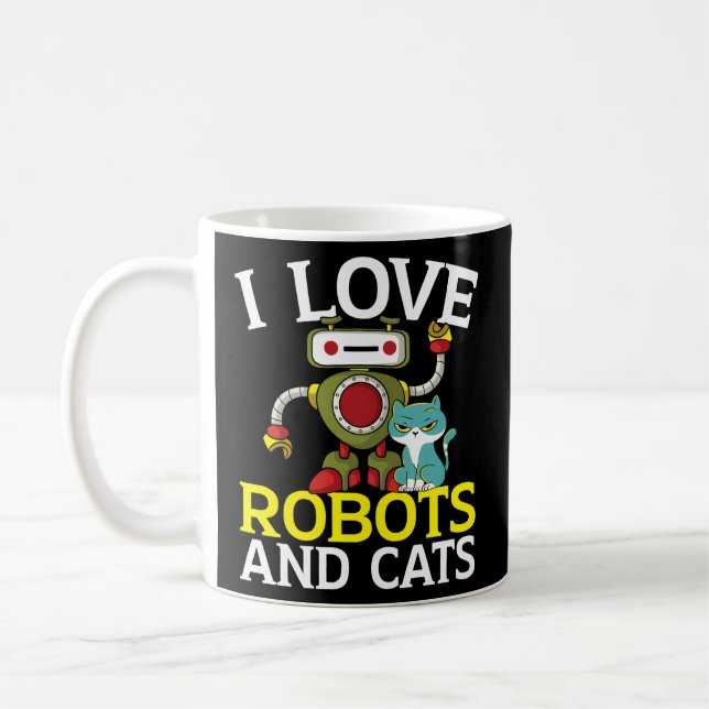 I Liebe Roboter und Katzen Robotik Ingenieur Kitty Kaffeetasse (Links)