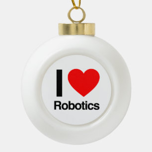 i Liebe Robotik Keramik Kugel-Ornament