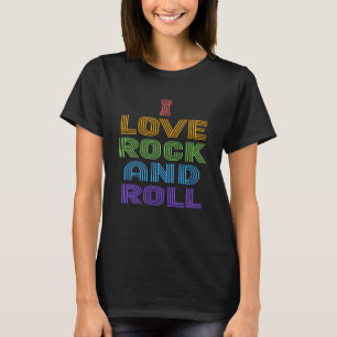 I Liebe Rock and Roll Rainbow LGBT 70er Disco 70 T-Shirt