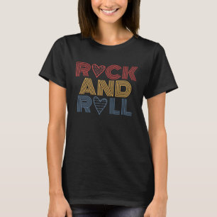 I Liebe Rock and Roll Retro Vintag Regenbogen 70er T-Shirt