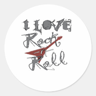 I Liebe Rock and Roll Runder Aufkleber