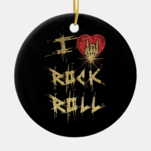 I Liebe Rock and Roll Vintag Style Keramik Ornament