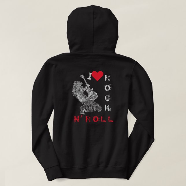I Liebe Rock N' Roll - Gitarrenspieler - Rock Part Hoodie (Design Rückseite)