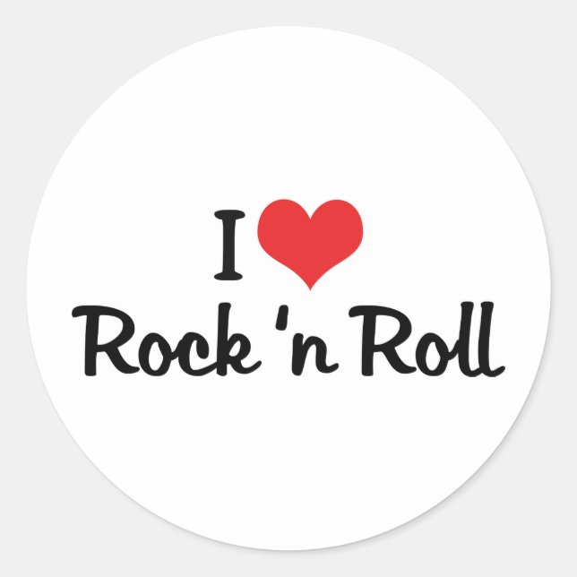 I Liebe Rock 'n Roll Runder Aufkleber (Vorderseite)