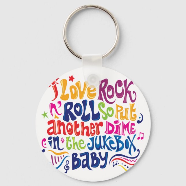 I Liebe Rock n Roll Schlüsselanhänger (Vorderseite)