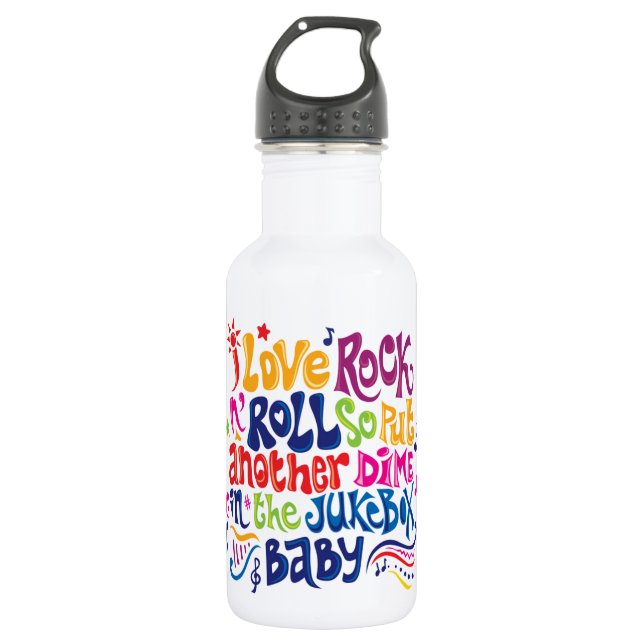 I Liebe Rock n Roll Trinkflasche (Vorderseite)