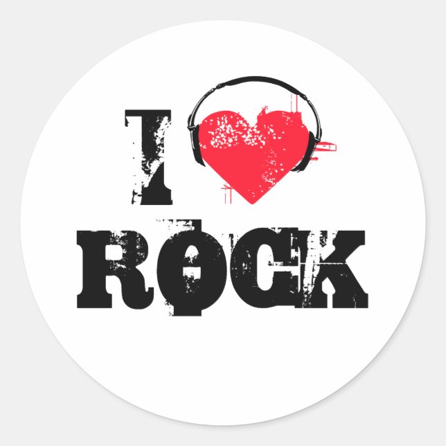 I Liebe Rock Runder Aufkleber (Vorderseite)