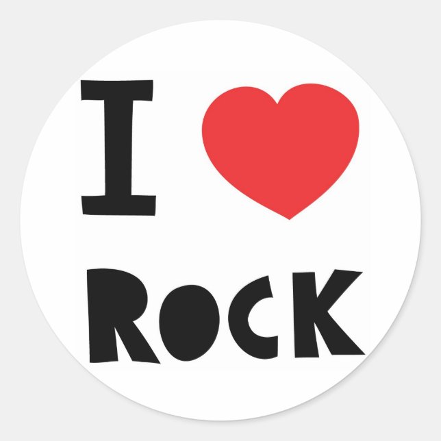 I Liebe Rock Runder Aufkleber (Vorderseite)