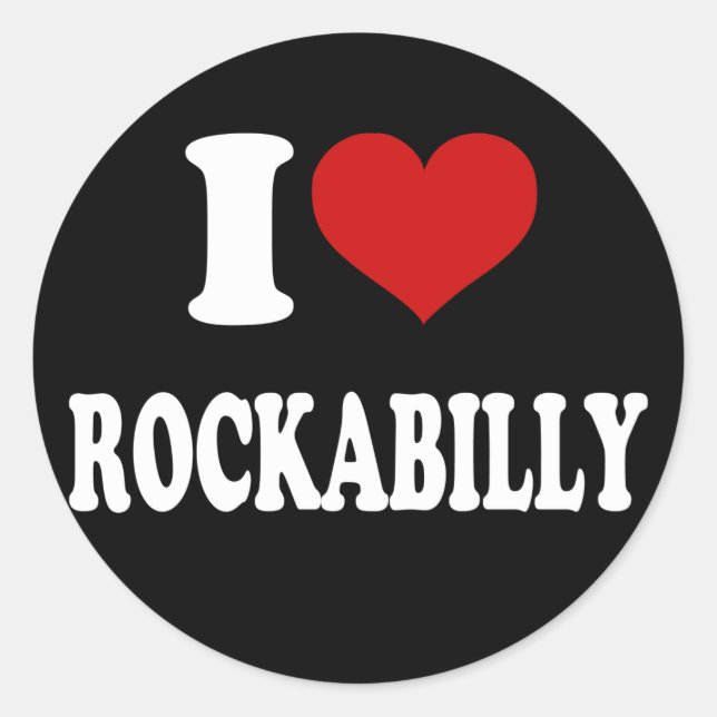 I Liebe Rockabilly Runder Aufkleber (Vorderseite)