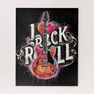 I Liebe Rock'n'Roll Electric Gitarre Malerei Rot Puzzle