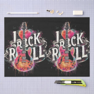 I Liebe Rock'n'Roll Electric Guitar Decoupage Seidenpapier