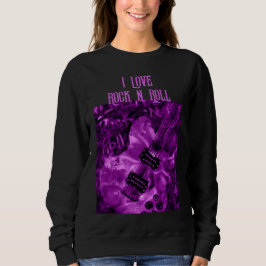 I Liebe Rock'n'Roll Electric Guitar Malerei Lila Sweatshirt