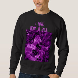 I Liebe Rock'n'Roll Electric Guitar Malerei Lila Sweatshirt
