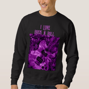I Liebe Rock'n'Roll Electric Guitar Malerei Lila Sweatshirt
