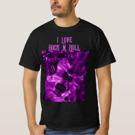 I Liebe Rock'n'Roll Electric Guitar Malerei Lila T-Shirt