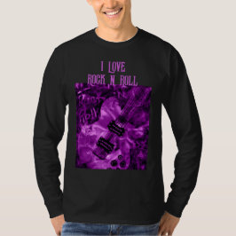 I Liebe Rock'n'Roll Electric Guitar Malerei Lila T-Shirt