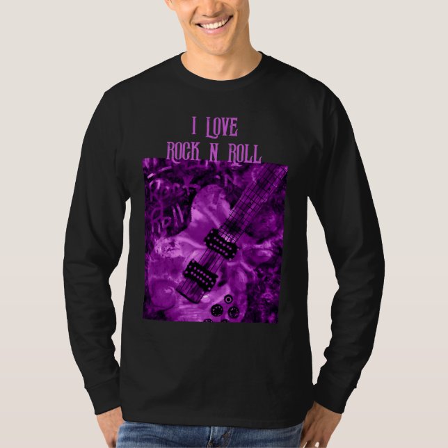 I Liebe Rock'n'Roll Electric Guitar Malerei Lila T-Shirt (Vorderseite)