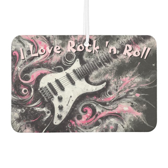 I Liebe Rock'n'Roll Electric Guitar Painting Autolufterfrischer (Vorderseite)