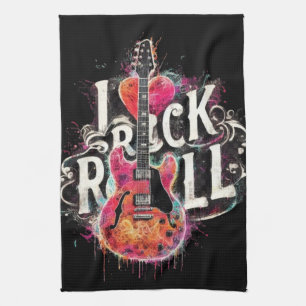 I Liebe Rock'n'Roll Electric Guitar Painting Geschirrtuch