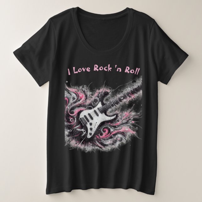 I Liebe Rock'n'Roll Electric Guitar Painting Große Größe T-Shirt (Design vorne)