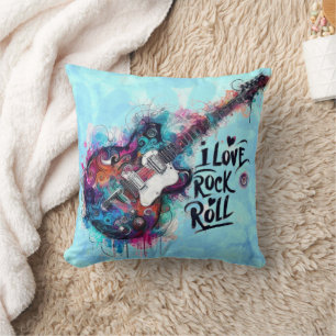 I Liebe Rock'n'Roll Electric Guitar Painting Kissen