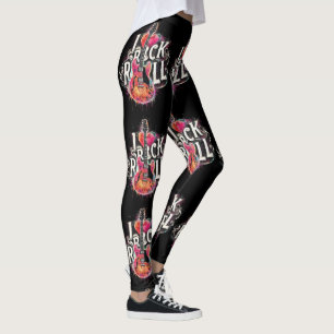 I Liebe Rock'n'Roll Electric Guitar Painting Leggings