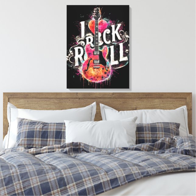 I Liebe Rock'n'Roll Electric Guitar Painting Leinwanddruck (Insitu (Schlafzimmer))
