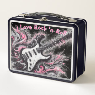 I Liebe Rock'n'Roll Electric Guitar Painting Metall Brotdose
