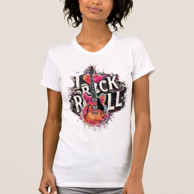 I Liebe Rock'n'Roll Electric Guitar Painting Music T-Shirt (Vorderseite)