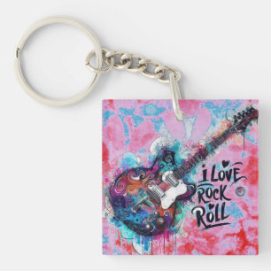 I Liebe Rock'n'Roll Electric Guitar Painting Schlüsselanhänger