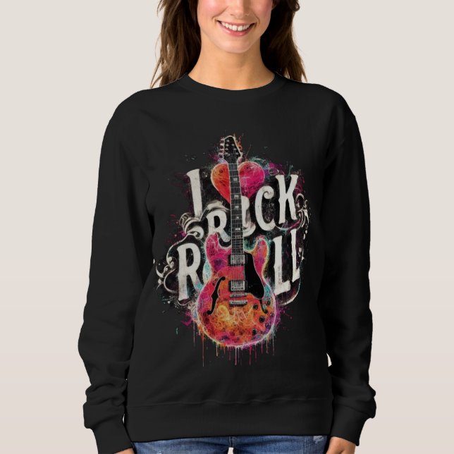 I Liebe Rock'n'Roll Electric Guitar Painting Sweatshirt (Vorderseite)