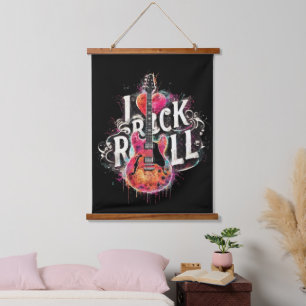 I Liebe Rock'n'Roll Electric Guitar Painting Wandteppich Mit Holzrahmen
