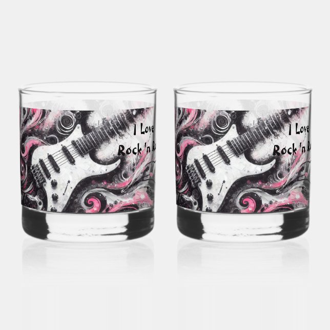 I Liebe Rock'n'Roll Electric Guitar Painting Whiskyglas (Vorderseite)