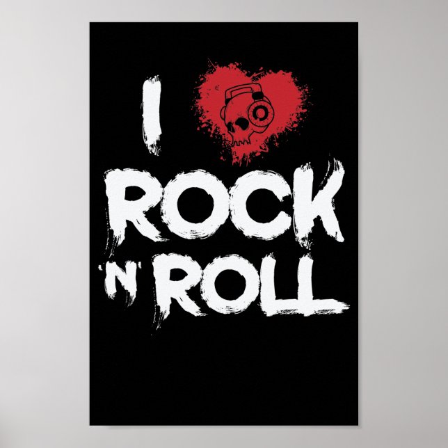 I Liebe Rock'n'Roll Musikstil Genre Gitarre Poster (Vorne)