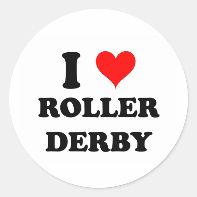 I Liebe Roller Derby Runder Aufkleber (Vorderseite)