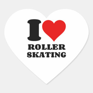 I LIEBE ROLLER SKATEN Herz-Aufkleber
