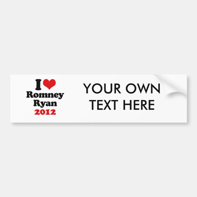 I LIEBE ROMNEY RYAN 2012.png Autoaufkleber (Vorne)