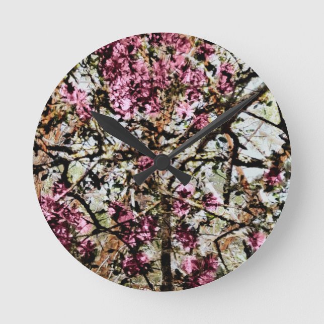 I Liebe-rosa Camouflage Runde Wanduhr (Vorderseite)