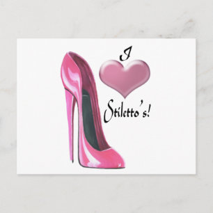 I Liebe Rosa High Heel Stiletto Shoe Art Postkarte