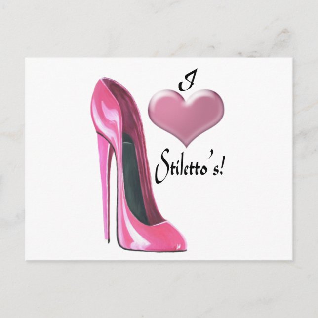 I Liebe Rosa High Heel Stiletto Shoe Art Postkarte (Vorderseite)
