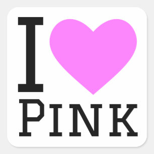 I Liebe rosa Quadratischer Aufkleber