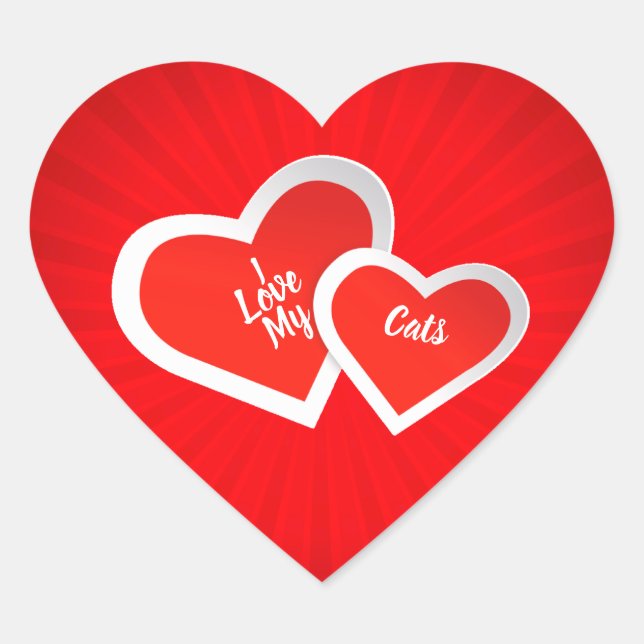 "I Liebe" Rot & Weiß, Niedliche Herzen .. Personal Herz-Aufkleber (Vorderseite)