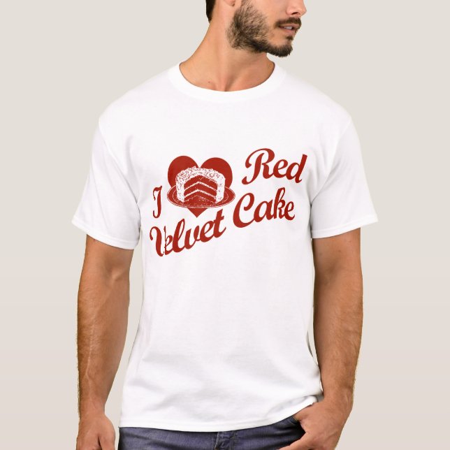 I Liebe-roter Samt-Kuchen T-Shirt (Vorderseite)