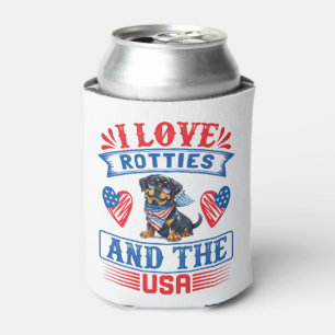 I Liebe Rotties und USA Dosenkühler
