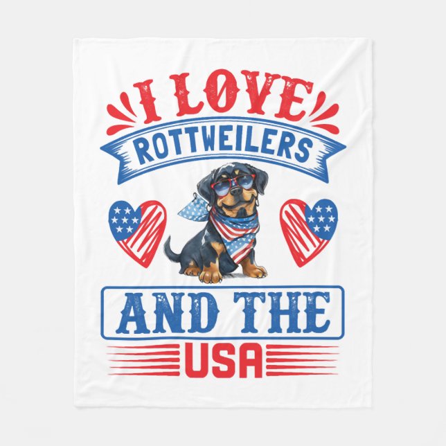 I Liebe Rottweilers und USA Fleecedecke (Vorderseite)