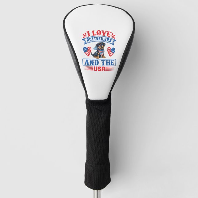 I Liebe Rottweilers und USA Golf Headcover (Vorderseite)