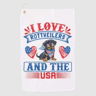 I Liebe Rottweilers und USA Golfhandtuch