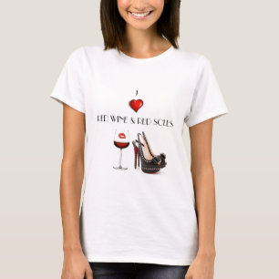 I LIEBE-ROTWEIN UND ROTES SOHLE-SHIRT T-Shirt