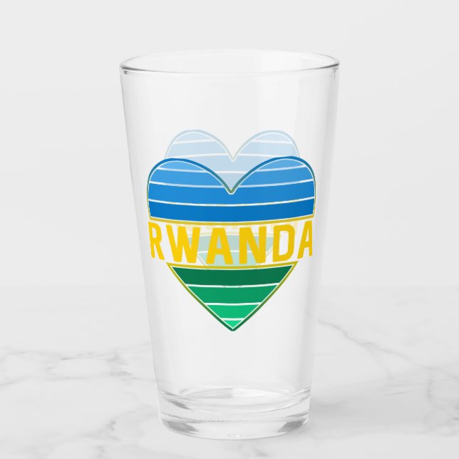 I Liebe Ruanda, ruandisches ruandisches Herz Glas (Vorderseite)